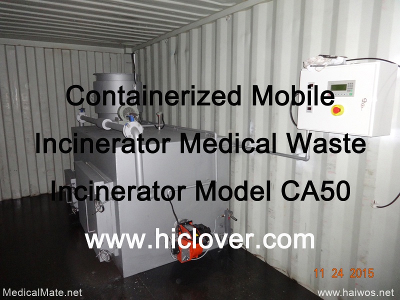 Incinérateur mobile conteneurisé d’incinérateur de déchets médicaux modèle CA50