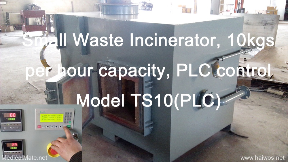 Petit incinérateur de déchets, capacité de 10 kg par heure, modèle de contrôle PLC TS10 (PLC)